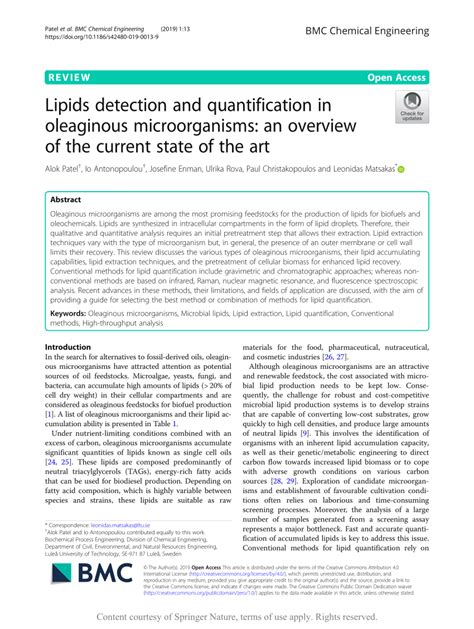 Lipids detection and quantification in oleaginous 